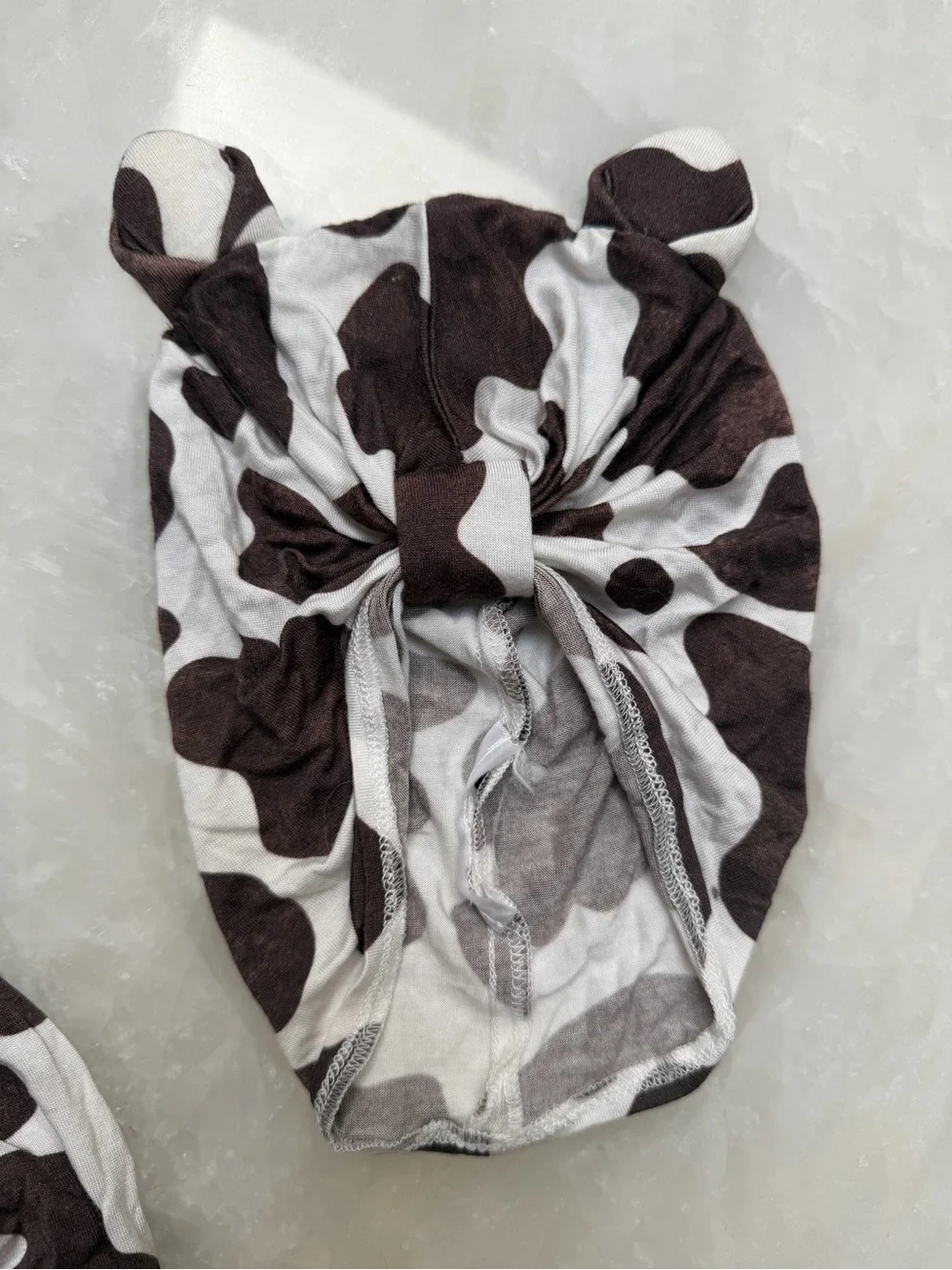 Peanuts Brown & White Cow Print Headband and Hat Set